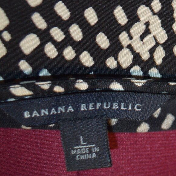 Banana Republic L Wrap Dress Black w/White Geometric Pattern - Picture 4 of 6